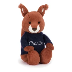 Bashful Squirrel with Personalised Navy Jumper*Jellycat Online